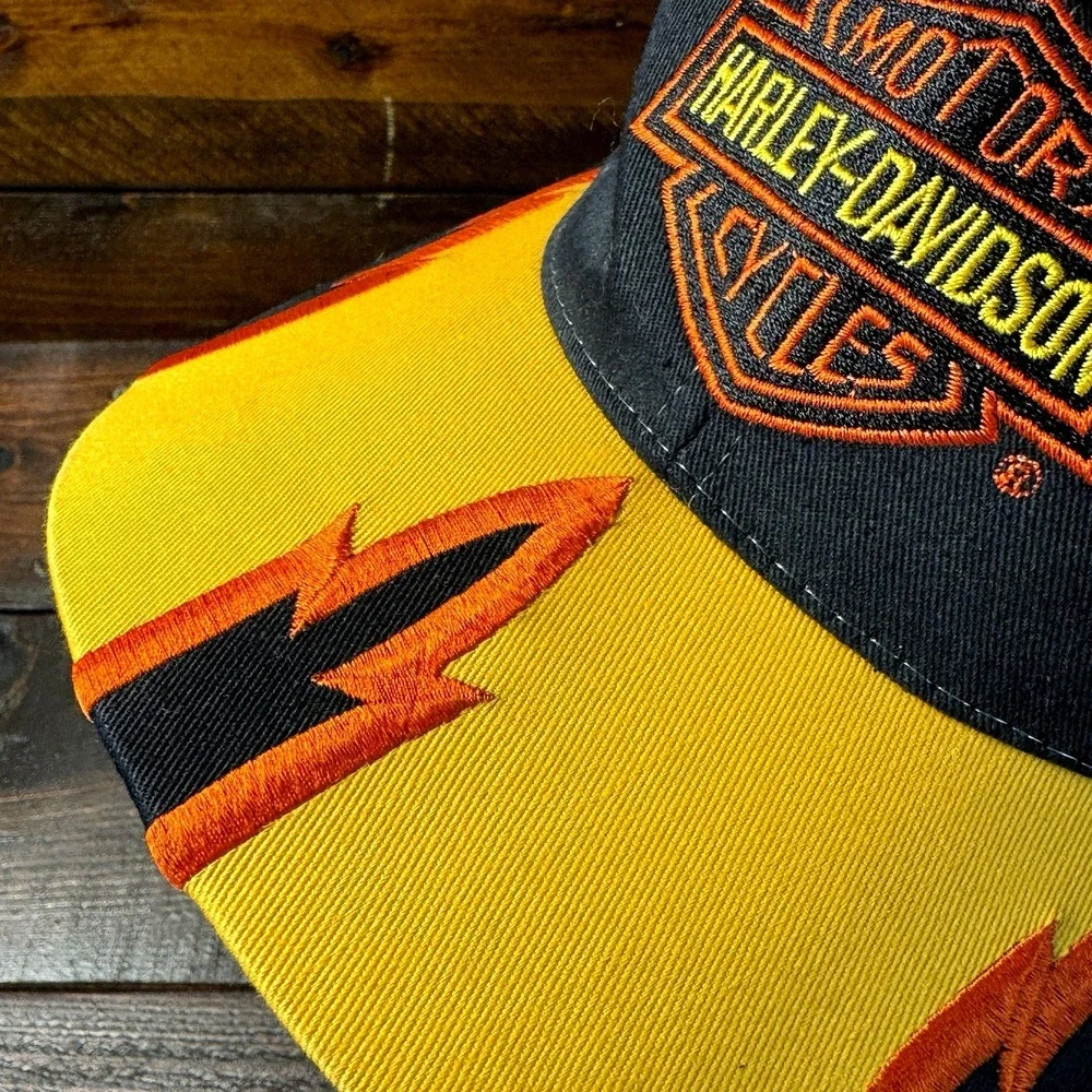 Harley Davidson Embroidered Flames Snapback Hat/ Cap‎ Licensed New With Tags